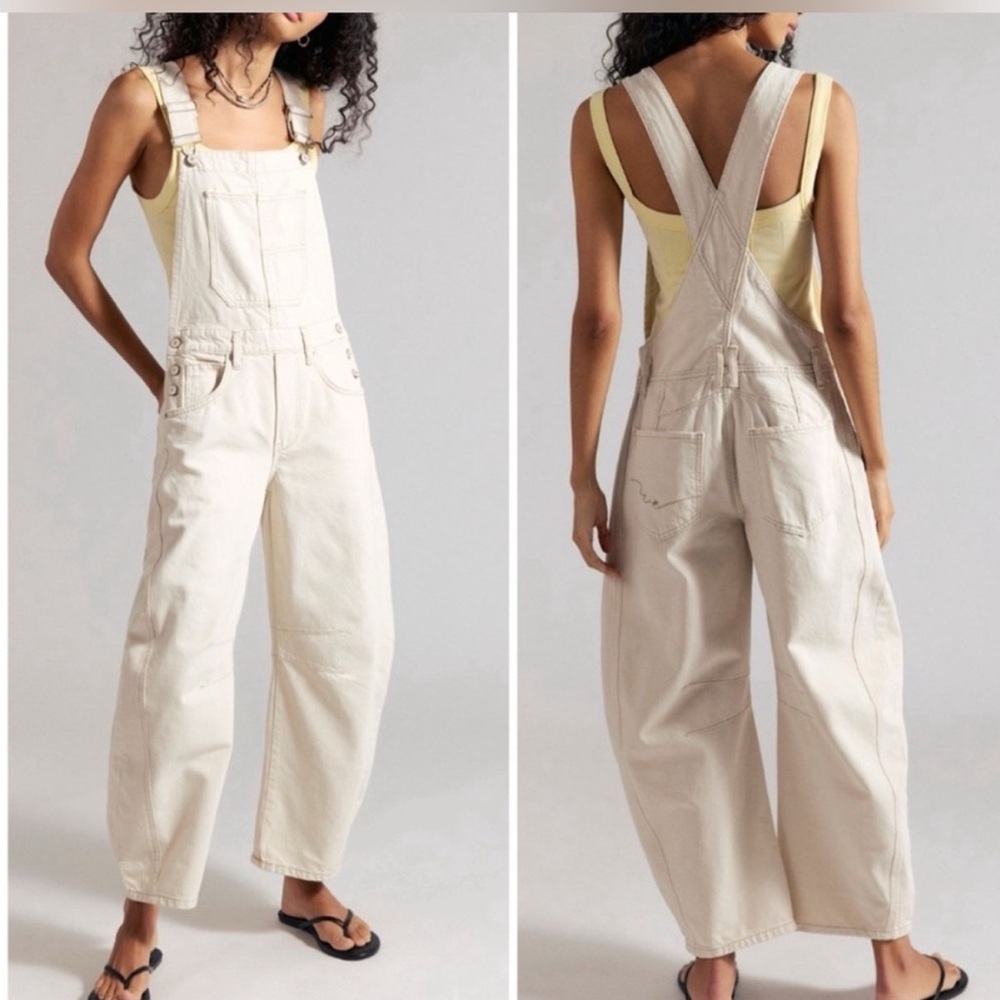 Free People Good Luck Denim Overalls